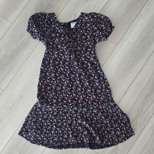Navy Dress with Pink Floral Print